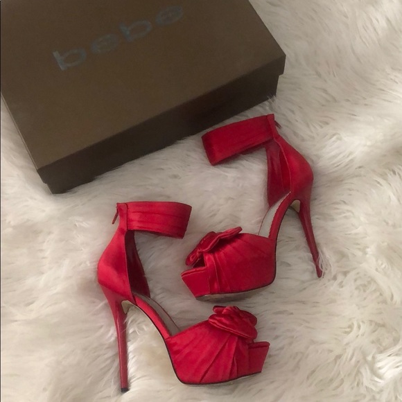 bebe Shoes - Bebe Size 8 red satin shoes